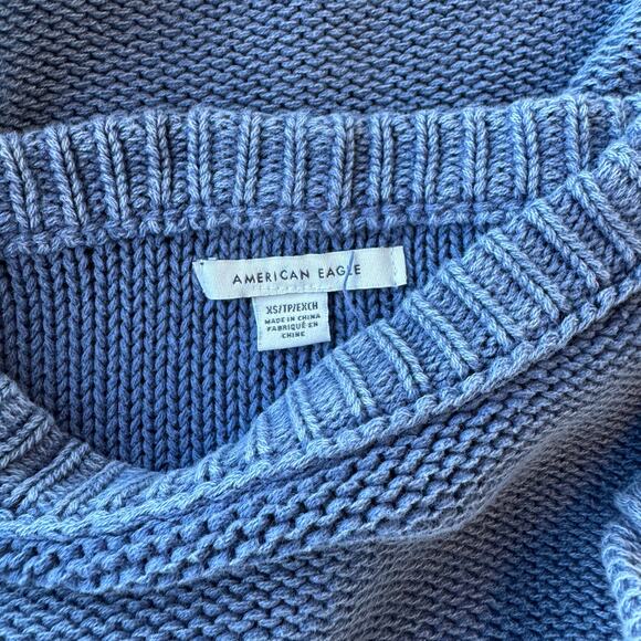 Vintage Y2k American Eagle Blue Knit Longsleeve Crewneck Sweater XS - Picture 3 of 5